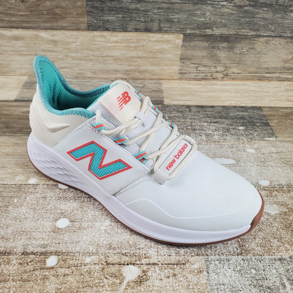 New Balance Fresh Foam Roav Women Golf Shoe Sz 7.5 White Lace Up Low Top Teal